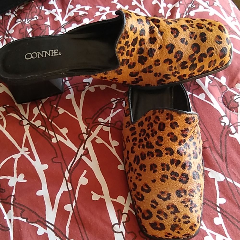 Brazilian leather cheetah slide